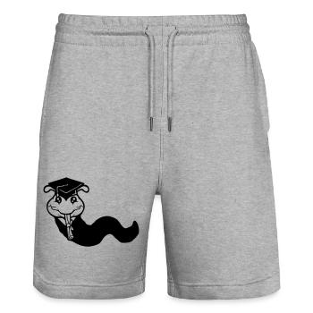 Raupe Schulabschluss Abitur bestanden College Wurm - Stanley/Stella Unisex Bio Joggingshorts Trainer  - Grau meliert - Vorne - Nik (191cm) & Marisol (170cm)