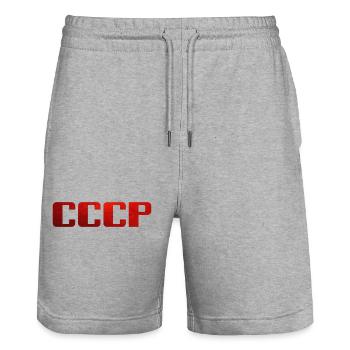 Soviet Union - Sowietunion - CCCP - Stanley/Stella Unisex Bio Joggingshorts Trainer  - Grau meliert - Vorne - Nik (191cm) & Marisol (170cm)