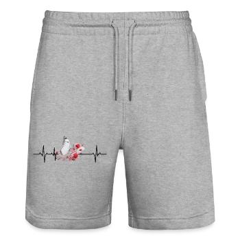 Floral Balance Schmetterling - Stanley/Stella Unisex Bio Joggingshorts Trainer  - Grau meliert - Vorne - Nik (191cm) & Marisol (170cm)
