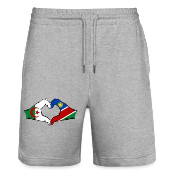 Algeria Namibia Flag Hands Heart Shape - Stanley/Stella Trainer Unisex Organic Jogging Shorts - heather grey - Front - Nik (191cm) & Marisol (170cm)