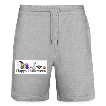 Humorvolle Halloween-Monster und Geister - Stanley/Stella Unisex Bio Joggingshorts Trainer  - Grau meliert - Vorne - Nik (191cm) & Marisol (170cm)