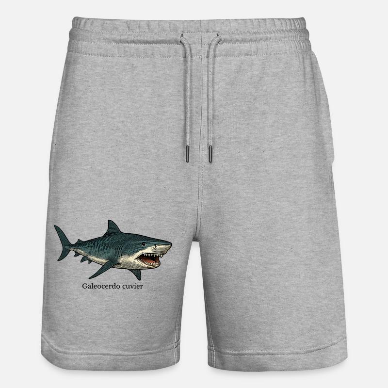 Dessin de requin tigre Galeocerdo cuvier - Short de jogging bio TRAINER Stanley/Stella unisexe - gris chiné