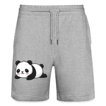 Netter Panda-Tierliebhaber - Stanley/Stella Unisex Bio Joggingshorts Trainer  - Grau meliert - Vorne - Nik (191cm) & Marisol (170cm)