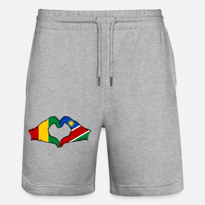 Guiena Namibia Flag Hands Heart Shape - Stanley/Stella Trainer Unisex Organic Jogging Shorts - heather grey