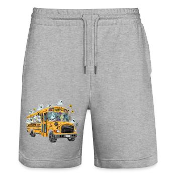 Haunted School Bus with Ghosts and Witch - Stanley/Stella Trainer Unisex Organic Jogging Shorts - heather grey - Front - Nik (191cm) & Marisol (170cm)