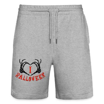 J'adore Halloween - Short de jogging bio TRAINER Stanley/Stella unisexe - gris chiné - Devant - Nik (191cm) & Marisol (170cm)