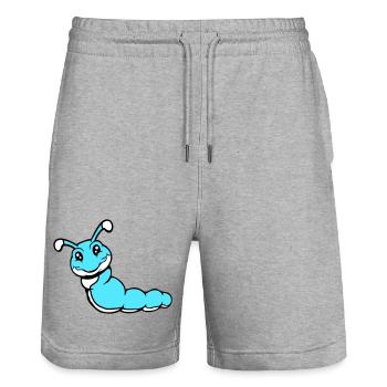 Raupe süß lieb kleine lächelt freundlich glücklich - Stanley/Stella Unisex Bio Joggingshorts Trainer  - Grau meliert - Vorne - Nik (191cm) & Marisol (170cm)