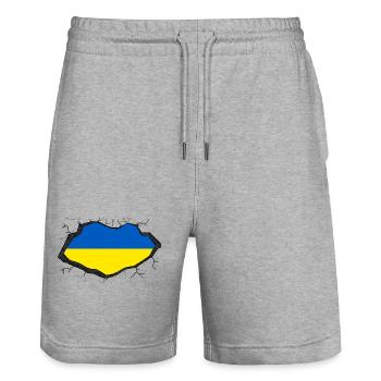 Ukrainische Flagge  - Stanley/Stella Unisex Bio Joggingshorts Trainer  - Grau meliert - Vorne - Nik (191cm) & Marisol (170cm)