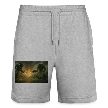 ALien war - Stanley/Stella Unisex Bio Joggingshorts Trainer  - Grau meliert - Vorne - Nik (191cm) & Marisol (170cm)