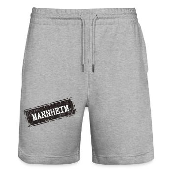 Mannheim City Logo Design - Stanley/Stella Trainer Unisex Organic Jogging Shorts - heather grey - Front - Nik (191cm) & Marisol (170cm)