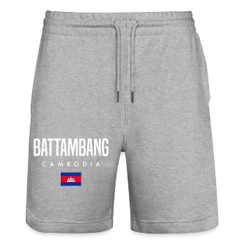 Battambang Cambodge Khmer - Short de jogging bio TRAINER Stanley/Stella unisexe - gris chiné - Devant - Nik (191cm) & Marisol (170cm)