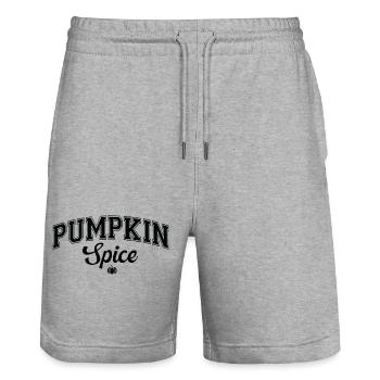 Kürbisgewürz-Herbst-Grafik-T-Shirt - Stanley/Stella Unisex Bio Joggingshorts Trainer  - Grau meliert - Vorne - Nik (191cm) & Marisol (170cm)