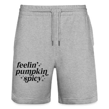 Pumpkin Spicy Feelings - Stanley/Stella Trainer Unisex Organic Jogging Shorts - heather grey - Front - Nik (191cm) & Marisol (170cm)