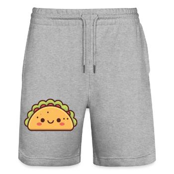 Cute Taco Food Lover - Stanley/Stella Trainer Unisex Organic Jogging Shorts - heather grey - Front - Nik (191cm) & Marisol (170cm)
