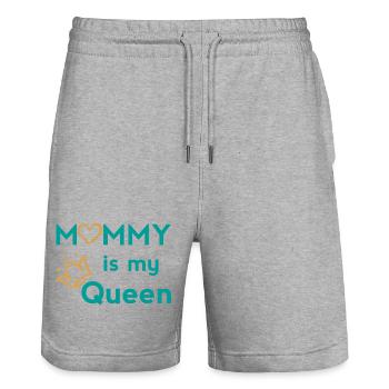 Mama Queen Design with Crown and Heart - Stanley/Stella Trainer Unisex Organic Jogging Shorts - heather grey - Front - Nik (191cm) & Marisol (170cm)