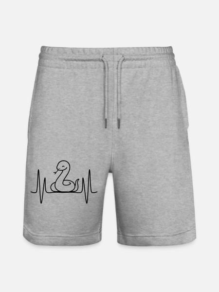 Snake heartbeat line motif - Stanley/Stella Trainer Unisex Organic Jogging Shorts - heather grey