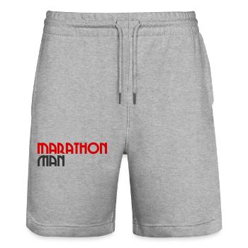Marathon Man - Running - Jogging - Running Endurance - Stanley/Stella Trainer Unisex Organic Jogging Shorts - heather grey - Front - Nik (191cm) & Marisol (170cm)