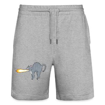 Chat-lumeau - Short de jogging bio TRAINER Stanley/Stella unisexe - gris chiné - Devant - Nik (191cm) & Marisol (170cm)