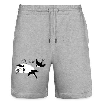 Hirondelles élégantes en vol avec nuage - Short de jogging bio TRAINER Stanley/Stella unisexe - gris chiné - Devant - Nik (191cm) & Marisol (170cm)