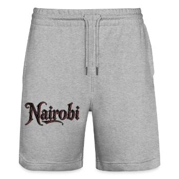 Naïrobi Stadtname im Gothic-Stil - Stanley/Stella Unisex Bio Joggingshorts Trainer  - Grau meliert - Vorne - Nik (191cm) & Marisol (170cm)