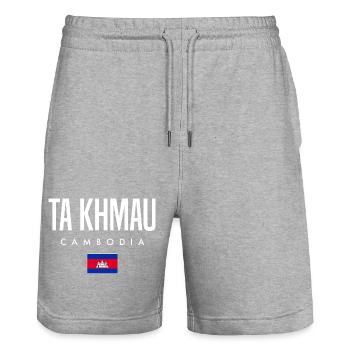 Ta Khmau Cambodge Khmer - Short de jogging bio TRAINER Stanley/Stella unisexe - gris chiné - Devant - Nik (191cm) & Marisol (170cm)
