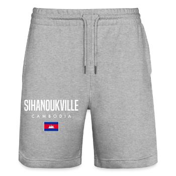 Sihanoukville Cambodge Khmer - Short de jogging bio TRAINER Stanley/Stella unisexe - gris chiné - Devant - Nik (191cm) & Marisol (170cm)