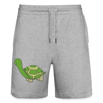 Playful turtle illustration - Stanley/Stella Trainer Unisex Organic Jogging Shorts - heather grey - Front - Nik (191cm) & Marisol (170cm)