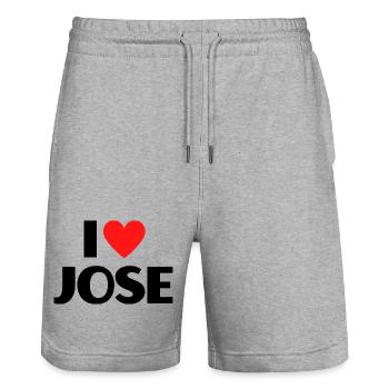 I love Jose Rotes Herz Liebe Fan Geschenk - Stanley/Stella Unisex Bio Joggingshorts Trainer  - Grau meliert - Vorne - Nik (191cm) & Marisol (170cm)