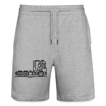 Laster Lkw Fahrzeug - Stanley/Stella Unisex Bio Joggingshorts Trainer  - Grau meliert - Vorne - Nik (191cm) & Marisol (170cm)