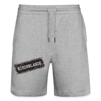 Netherlands Travel Motif - Stanley/Stella Trainer Unisex Organic Jogging Shorts - heather grey - Front - Nik (191cm) & Marisol (170cm)