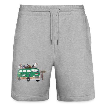 Paprika and Road Trip Camper Hungary - Stanley/Stella Trainer Unisex Organic Jogging Shorts - heather grey - Front - Nik (191cm) & Marisol (170cm)