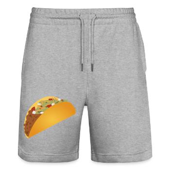 Vibrant Taco Pattern Print - Stanley/Stella Trainer Unisex Organic Jogging Shorts - heather grey - Front - Nik (191cm) & Marisol (170cm)