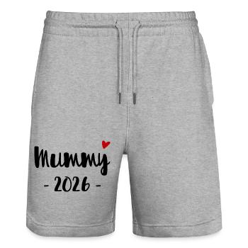 Mummy 2026 design for expectant mothers - Stanley/Stella Trainer Unisex Organic Jogging Shorts - heather grey - Front - Nik (191cm) & Marisol (170cm)