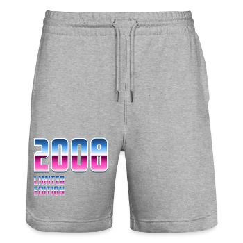 Neon Retro 2008 18ter Geburtstag - Stanley/Stella Unisex Bio Joggingshorts Trainer  - Grau meliert - Vorne - Nik (191cm) & Marisol (170cm)