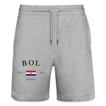 Bol Croatia – Holiday Souvenir & Gift - Stanley/Stella Trainer Unisex Organic Jogging Shorts - heather grey - Front - Nik (191cm) & Marisol (170cm)