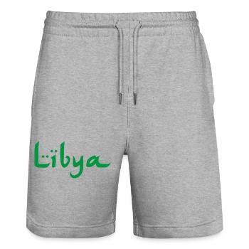 Libya Libyen - Stanley/Stella Trainer Unisex Organic Jogging Shorts - heather grey - Front - Nik (191cm) & Marisol (170cm)