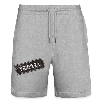 Venezia Städteweltkarte Design - Stanley/Stella Unisex Bio Joggingshorts Trainer  - Grau meliert - Vorne - Nik (191cm) & Marisol (170cm)