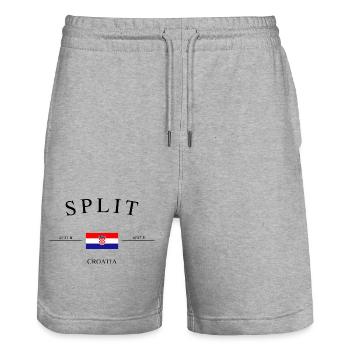 Split, Croatie – Souvenir et cadeau de vacances - Short de jogging bio TRAINER Stanley/Stella unisexe - gris chiné - Devant - Nik (191cm) & Marisol (170cm)