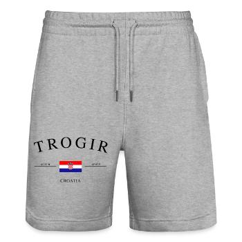 Trogir Croatia – Holiday Souvenir & Gift - Stanley/Stella Trainer Unisex Organic Jogging Shorts - heather grey - Front - Nik (191cm) & Marisol (170cm)
