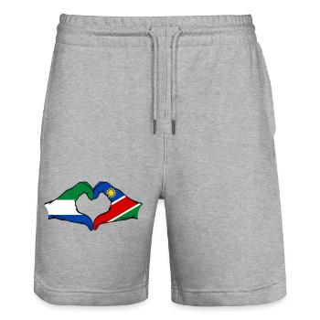 Sierra Leone Namibia Flagge Hände Herz - Stanley/Stella Unisex Bio Joggingshorts Trainer  - Grau meliert - Vorne - Nik (191cm) & Marisol (170cm)