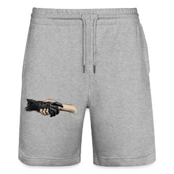 Hands - Stanley/Stella Trainer Unisex Organic Jogging Shorts - heather grey - Front - Nik (191cm) & Marisol (170cm)