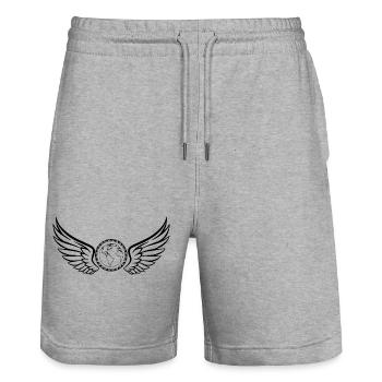 The earth carried by wings - Stanley/Stella Trainer Unisex Organic Jogging Shorts - heather grey - Front - Nik (191cm) & Marisol (170cm)