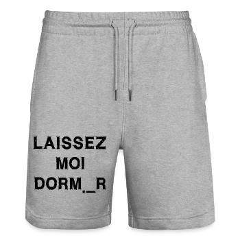 LET ME SLEEP! (sleep, night, nap) black - Stanley/Stella Trainer Unisex Organic Jogging Shorts - heather grey - Front - Nik (191cm) & Marisol (170cm)