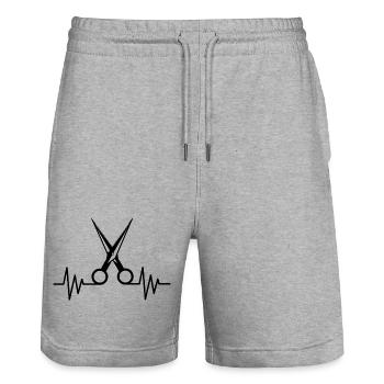 Schere Heartbeat Friseur Hair Stylist Geschenk  - Stanley/Stella Unisex Bio Joggingshorts Trainer  - Grau meliert - Vorne - Nik (191cm) & Marisol (170cm)