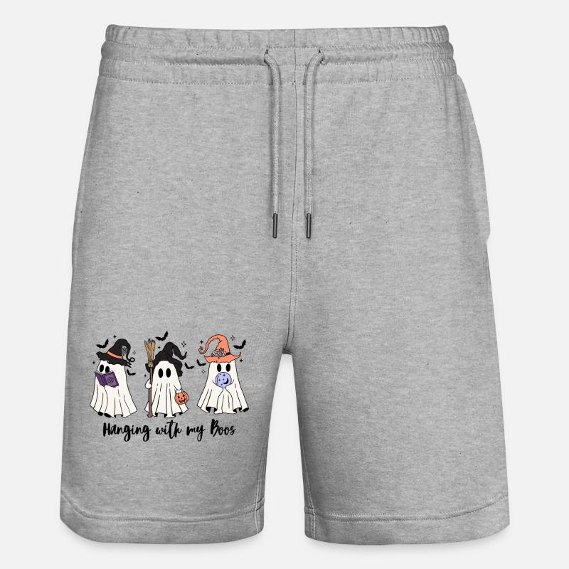 🧙‍♀️ Witchy Ghost Squad – Spooky & Cute 👻 - Stanley/Stella Unisex Bio Joggingshorts Trainer  - Grau meliert