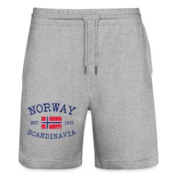 Norway - Norge - Norwegen - Scandinavia - 1905 - Stanley/Stella Trainer Unisex Organic Jogging Shorts - heather grey - Front - Nik (191cm) & Marisol (170cm)