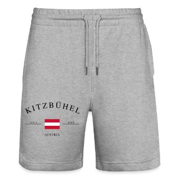 Kitzbühel Austria – Holiday Souvenir &amp; Gift - Stanley/Stella Trainer Unisex Organic Jogging Shorts - heather grey - Front - Nik (191cm) & Marisol (170cm)