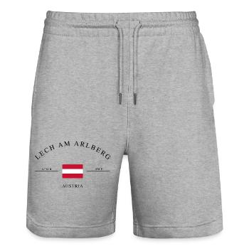 Lech am Arlberg Autriche souvenir de vacances - Short de jogging bio TRAINER Stanley/Stella unisexe - gris chiné - Devant - Nik (191cm) & Marisol (170cm)
