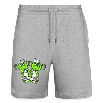 2 caterpillars baby rattle diaper pacifier child born - Stanley/Stella Trainer Unisex Organic Jogging Shorts - heather grey - Front - Nik (191cm) & Marisol (170cm)