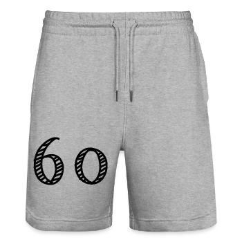 60. 60 JAHRE. 60-JÄHRIGES JUBILÄUM. 60. GEBURTSTAG. - Stanley/Stella Unisex Bio Joggingshorts Trainer  - Grau meliert - Vorne - Nik (191cm) & Marisol (170cm)